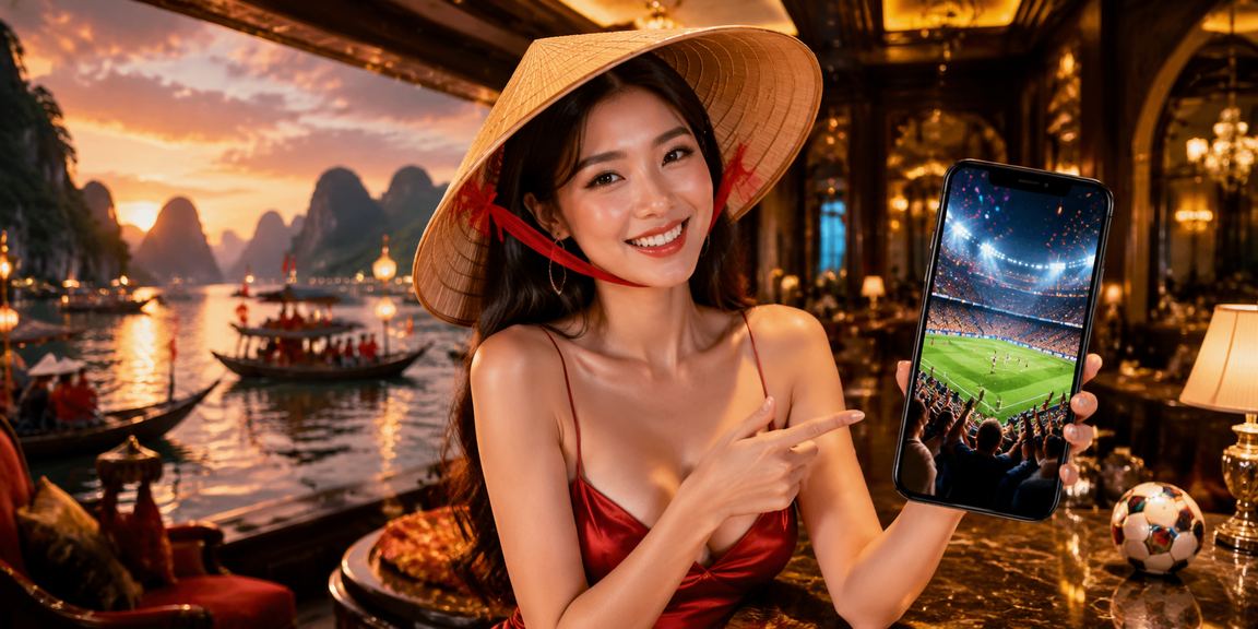 Người dùng Sài Gòn đội nón lá đăng ký tài khoản và nhận bonus chào mừng trên điện thoại